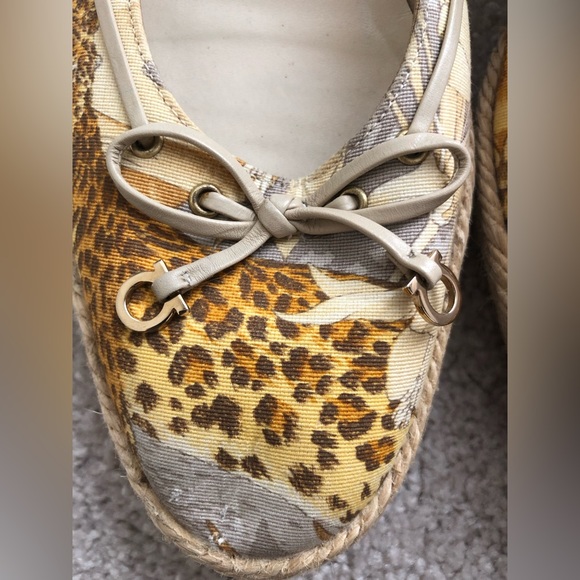 Salvatore Ferragamo Leopard Floral Espadrilles Sandals 8 4A - Picture 8 of 14